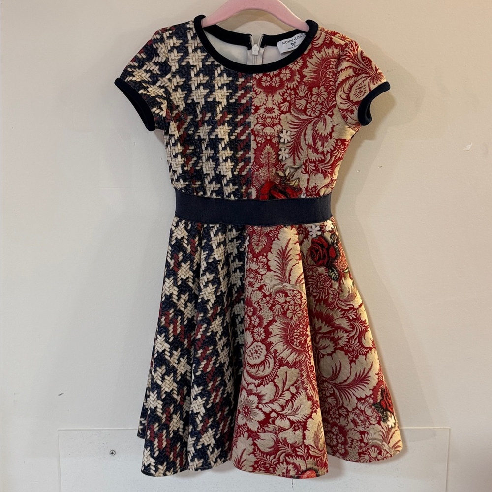 MonnaLisa Red and Black Patterned Dress